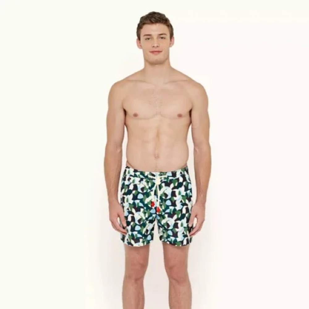Orlebar Brown Standard Moissan Swim Shorts- Racing Green/Horizon Blue Waist 36